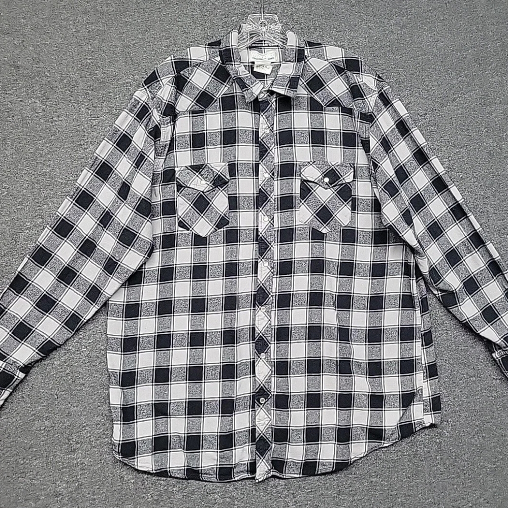 Wrangler Mens Western Checked Shirt Size 3X? Tall Pearl Snap Long Sleeve Checked